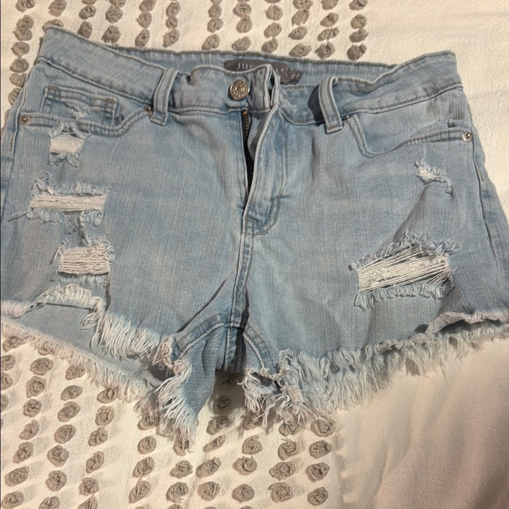 Just USA Blue Distressed Jean Shorts